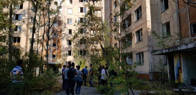 Staden Pripyat efter Tjernobylolyckan den 26 april 1986